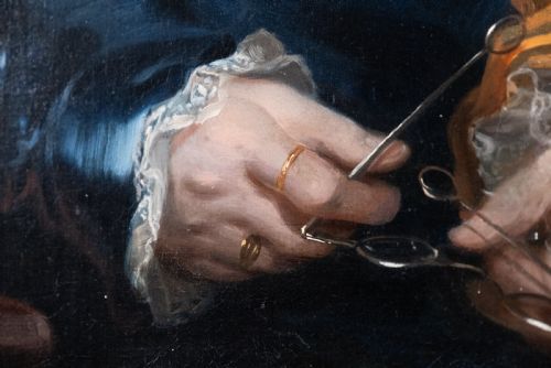 LARGE PORTRAIT OF A LADY IN BLUE DRESS C1840 - ADDITIONAL PHOTO 5