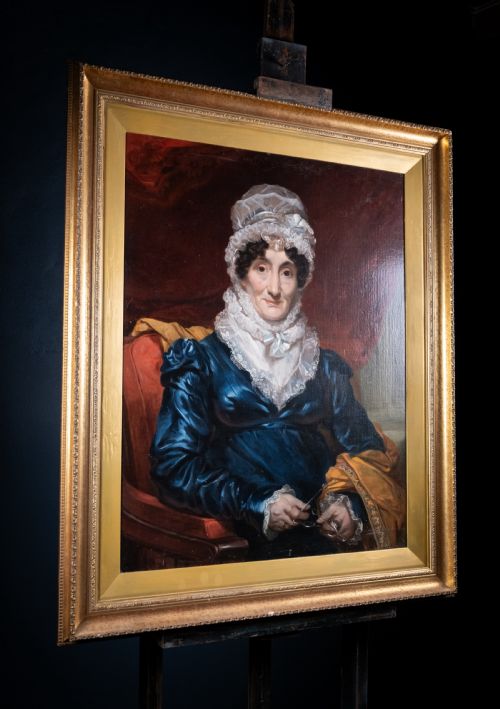 LARGE PORTRAIT OF A LADY IN BLUE DRESS C1840 - ADDITIONAL PHOTO 7