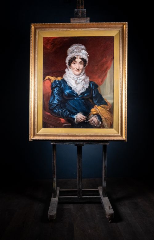 LARGE PORTRAIT OF A LADY IN BLUE DRESS C1840 - ADDITIONAL PHOTO 8