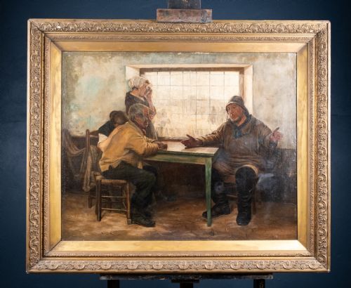 GEORGE BEAUMONT FL1891 'BAD NEWS' NEWLYN SCHOOL OIL ON CANVAS - ADDITIONAL PHOTO 13