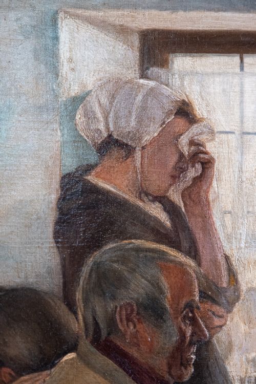 GEORGE BEAUMONT FL1891 'BAD NEWS' NEWLYN SCHOOL OIL ON CANVAS - ADDITIONAL PHOTO 1