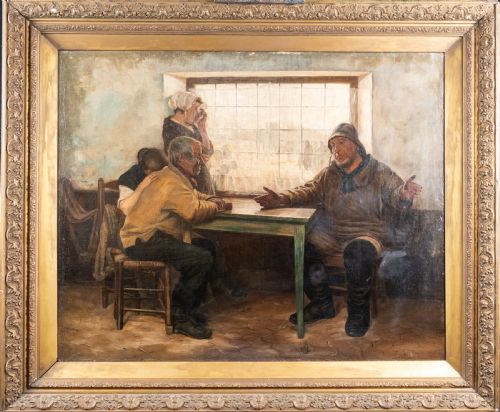 george beaumont fl1891 'bad news' newlyn school oil on canvas - CATEGORY: ANTIQUE ART - DATED 1890