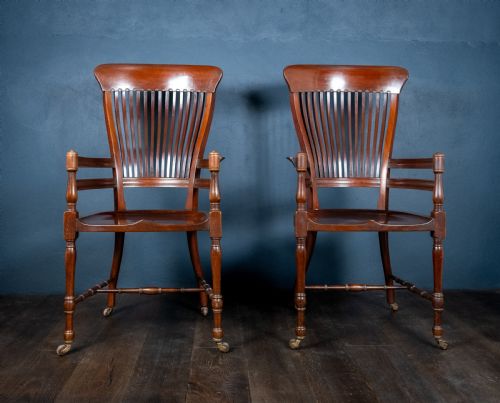 PAIR OF MAHOGANY ARM CHAIRS IN MANNER OF E W GODWIN 183364 - ADDITIONAL PHOTO 4