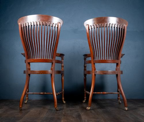PAIR OF MAHOGANY ARM CHAIRS IN MANNER OF E W GODWIN 183364 - ADDITIONAL PHOTO 6