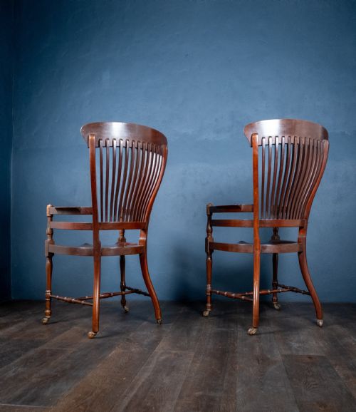 PAIR OF MAHOGANY ARM CHAIRS IN MANNER OF E W GODWIN 183364 - ADDITIONAL PHOTO 7