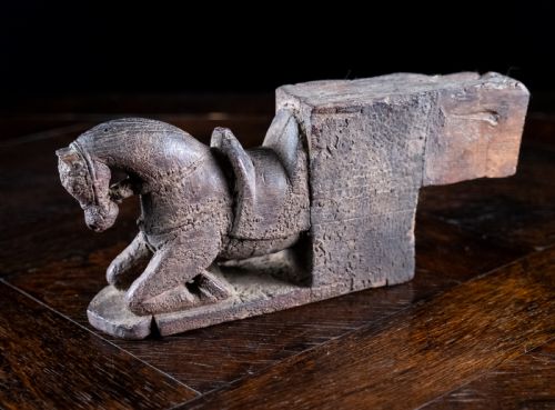 CARVED WOODEN HORSE ARCHITECTURAL ELEMENT - ADDITIONAL PHOTO 1