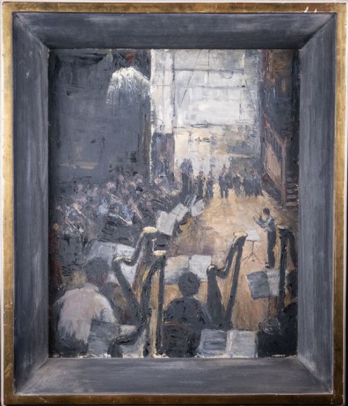 barbara campbell 'the rehearsal' oil on canvas - CATEGORY: ANTIQUE ART - DATED 1960