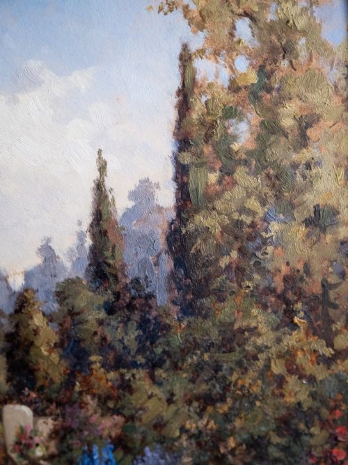 JAMES JEROME MILLER FL18751900 PAIR OF COUNTRY GARDENS OIL PAINTINGS - ADDITIONAL PHOTO 6