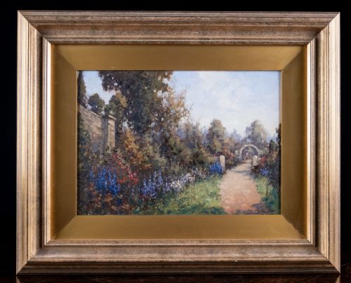 JAMES JEROME MILLER FL18751900 PAIR OF COUNTRY GARDENS OIL PAINTINGS - ADDITIONAL PHOTO 9