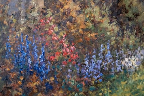 JAMES JEROME MILLER FL18751900 PAIR OF COUNTRY GARDENS OIL PAINTINGS - ADDITIONAL PHOTO 12