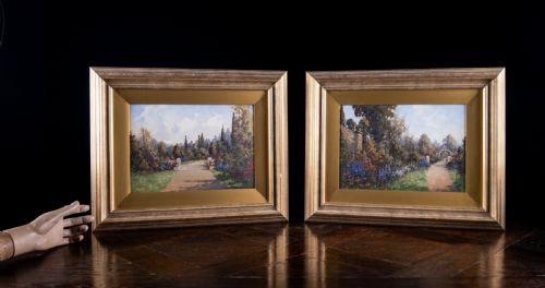 JAMES JEROME MILLER FL18751900 PAIR OF COUNTRY GARDENS OIL PAINTINGS - ADDITIONAL PHOTO 16