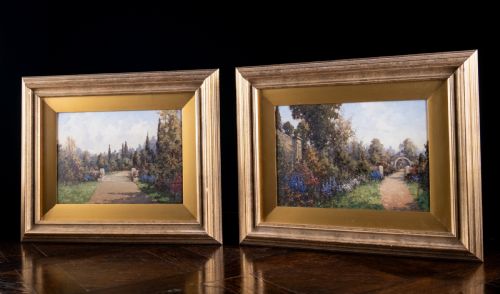 JAMES JEROME MILLER FL18751900 PAIR OF COUNTRY GARDENS OIL PAINTINGS - ADDITIONAL PHOTO 17