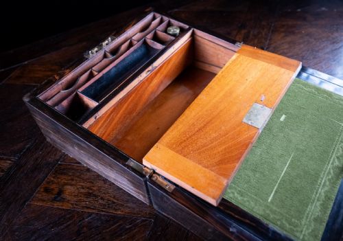 VICTORIAN COROMANDEL WRITING SLOPE WITH BRAMAH LOCK - ADDITIONAL PHOTO 12