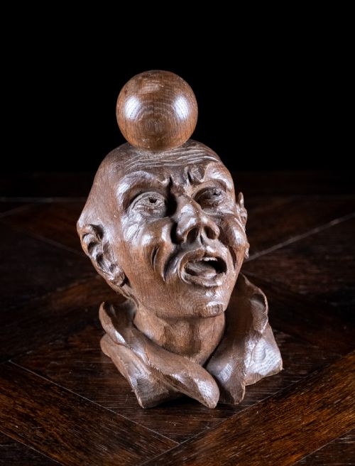 19TH CENTURY CARVED OAK BALANCING BALL NEWEL POST FINIAL - ADDITIONAL PHOTO 6