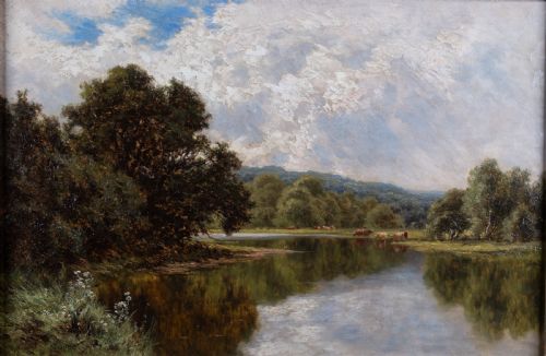 HENRY H PARKER BRITISH 18581930 'SILENT WATERS ON THE AVON' OIL ON CANVAS - ADDITIONAL PHOTO 1