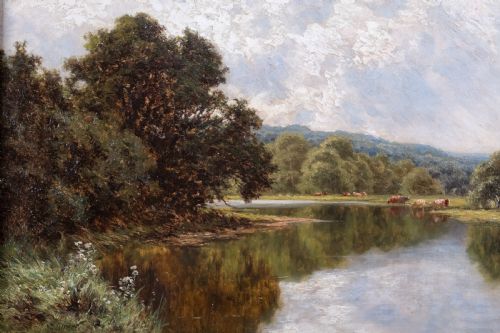 HENRY H PARKER BRITISH 18581930 'SILENT WATERS ON THE AVON' OIL ON CANVAS - ADDITIONAL PHOTO 4
