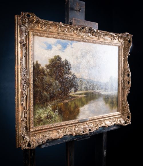 HENRY H PARKER BRITISH 18581930 'SILENT WATERS ON THE AVON' OIL ON CANVAS - ADDITIONAL PHOTO 7