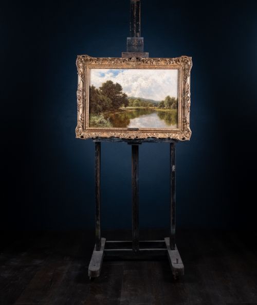 HENRY H PARKER BRITISH 18581930 'SILENT WATERS ON THE AVON' OIL ON CANVAS - ADDITIONAL PHOTO 9