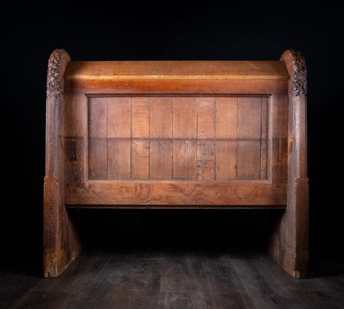 19TH CENTURY GOLDEN OAK FOLIATE CHURCH PEW SETTLE - ADDITIONAL PHOTO 17