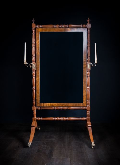 19th century mahogany cheval mirror - CATEGORY: ANTIQUE MIRRORS - DATED 19TH CENTURY
