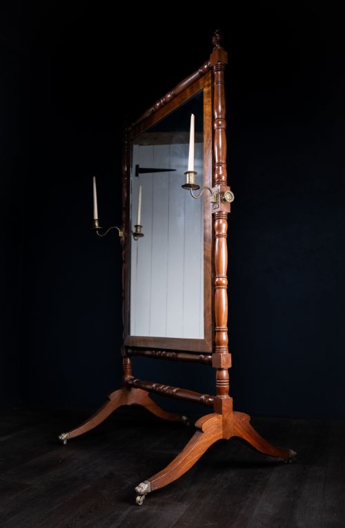 19TH CENTURY MAHOGANY CHEVAL MIRROR - ADDITIONAL PHOTO 2