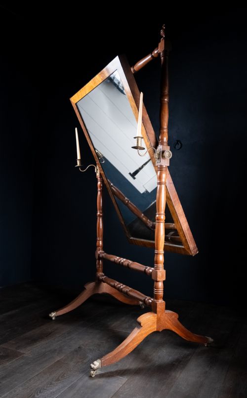 19TH CENTURY MAHOGANY CHEVAL MIRROR - ADDITIONAL PHOTO 4