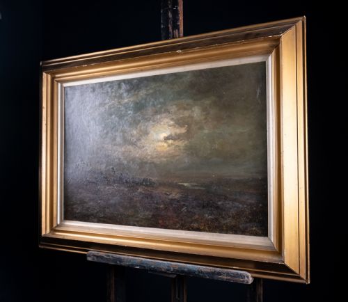 JOHN FALCONAR SLATER 18571937 MOONLIGHT COASTAL LANDSCAPE OIL ON CANVAS - ADDITIONAL PHOTO 4
