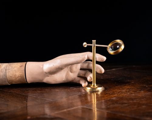 LACQUERED BRASS BULLSEYE CONDENSER MAGNIFYING GLASS C1910 - ADDITIONAL PHOTO 1