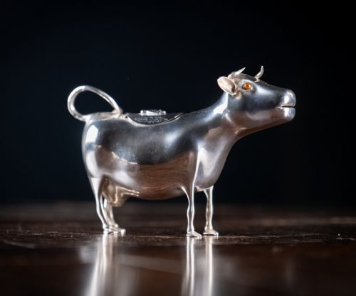 RARE DUTCH SILVER COW CREAMER C1905 - ADDITIONAL PHOTO 4