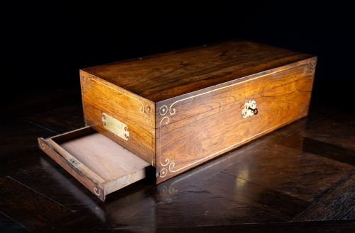 MONUMENTAL ROSEWOOD BRASS INLAID WRITING SLOPE C1840 - ADDITIONAL PHOTO 3