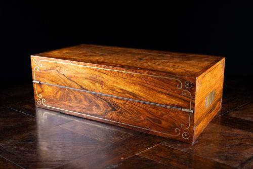 MONUMENTAL ROSEWOOD BRASS INLAID WRITING SLOPE C1840 - ADDITIONAL PHOTO 10