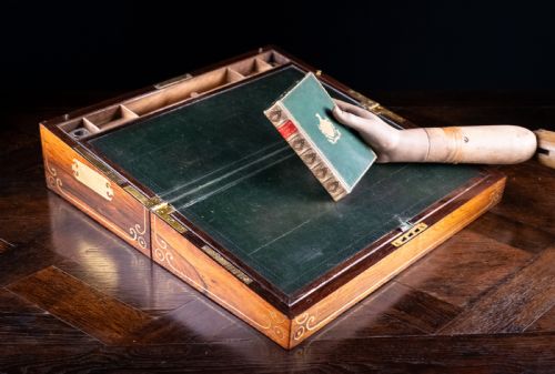 MONUMENTAL ROSEWOOD BRASS INLAID WRITING SLOPE C1840 - ADDITIONAL PHOTO 13