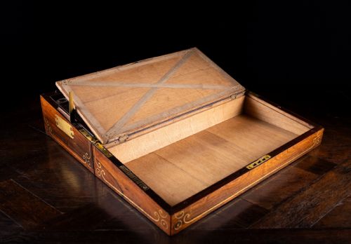 MONUMENTAL ROSEWOOD BRASS INLAID WRITING SLOPE C1840 - ADDITIONAL PHOTO 14