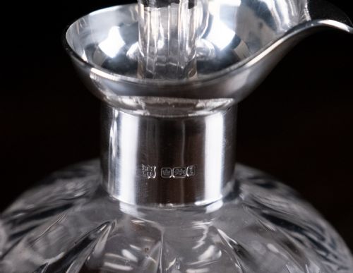 SILVER CUT CRYSTAL CLARET JUG BY FENTON BROTHERS 1903 - ADDITIONAL PHOTO 2
