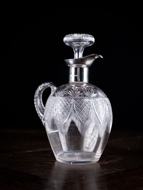 SILVER CUT CRYSTAL CLARET JUG BY FENTON BROTHERS 1903 - ADDITIONAL PHOTO 4