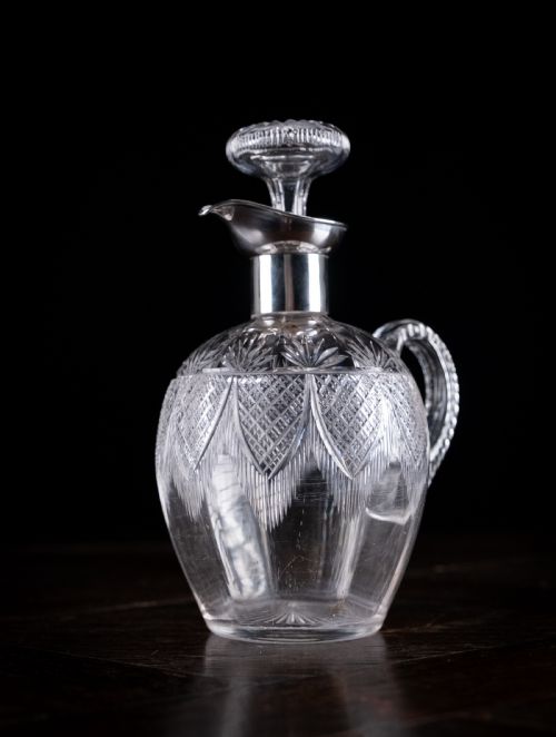 SILVER CUT CRYSTAL CLARET JUG BY FENTON BROTHERS 1903 - ADDITIONAL PHOTO 6