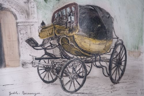 LUDWIG MICHALEK 18591942 GOETHE'S REISEWAGEN ETCHING 1911 - ADDITIONAL PHOTO 1