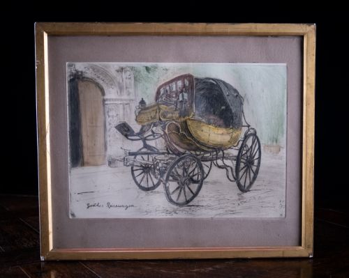 LUDWIG MICHALEK 18591942 GOETHE'S REISEWAGEN ETCHING 1911 - ADDITIONAL PHOTO 4