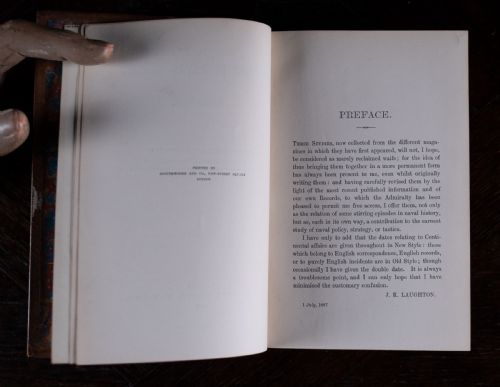 1887 STUDIES IN NAVAL HISTORY BY JOHN KNOX LAUGHTON FIRST EDITION LEATHER BOUND BOOK - ADDITIONAL PHOTO 8
