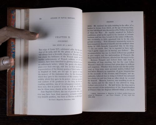 1887 STUDIES IN NAVAL HISTORY BY JOHN KNOX LAUGHTON FIRST EDITION LEATHER BOUND BOOK - ADDITIONAL PHOTO 10