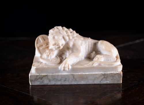 19TH CENTURY ALABASTER MARBLE LION OF LUCERNE - ADDITIONAL PHOTO 8