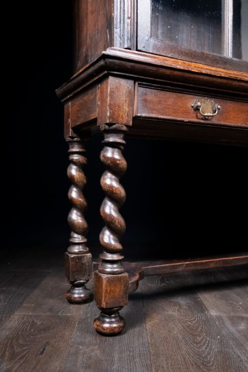 WILLIAM MARY OAK GLAZED BOOKCASE ON STAND C1680 - ADDITIONAL PHOTO 6