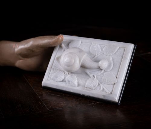 large 19th century marble slate snail paperweight - CATEGORY: ANTIQUE SCULPTURES - DATED VICTORIAN