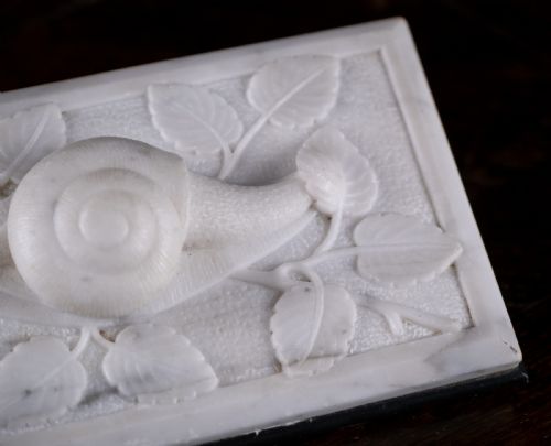LARGE 19TH CENTURY MARBLE SLATE SNAIL PAPERWEIGHT - ADDITIONAL PHOTO 2