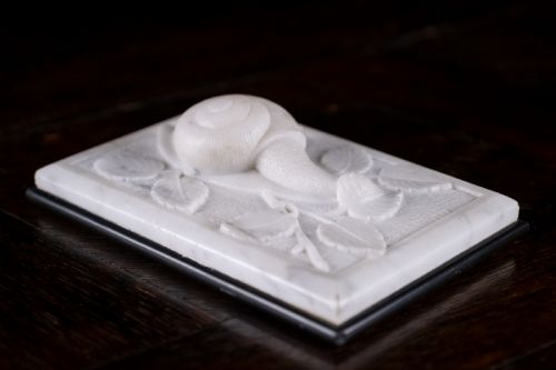 LARGE 19TH CENTURY MARBLE SLATE SNAIL PAPERWEIGHT - ADDITIONAL PHOTO 6