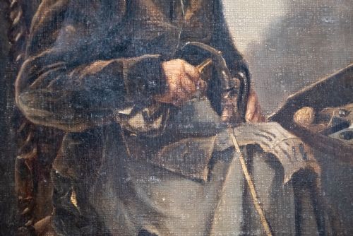 19TH CENTURY OIL ON CANVAS THE COBBLER OIL ON CANVAS - ADDITIONAL PHOTO 3