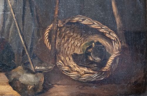 19TH CENTURY OIL ON CANVAS THE COBBLER OIL ON CANVAS - ADDITIONAL PHOTO 4