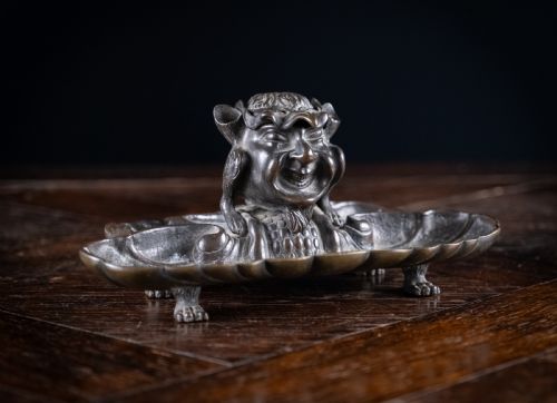 19TH CENTURY BRONZE HIDDEN DEVIL BIRD INKWELL