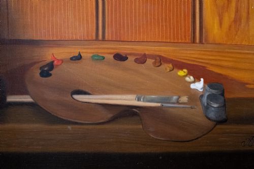 VANITAS STILL LIFE BY A FREMONT FRENCH SCHOOL OIL ON CANVAS - ADDITIONAL PHOTO 4