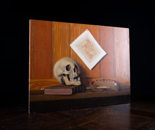 VANITAS STILL LIFE BY A FREMONT FRENCH SCHOOL OIL ON CANVAS - ADDITIONAL PHOTO 8